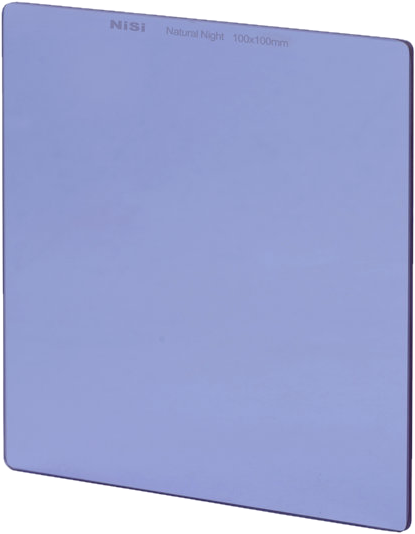 The NiSi filter Natural Night 100x100mm, rectangular, purple in colour, is shown vertically against a white background.