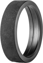 Close-up of NiSi adapter ring for S5/S6 holder Nikon 14-24mm / Tamron 15-30mm - 77mm filter adapter, black, cylindrical ring with textured outer surface and smooth inner ring, in vertical position against white background.