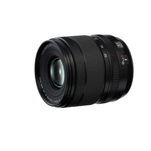 The black Fujifilm Fujinon XF 16-50mm f/2.8-4.8 R LM WR lens is shown on a white background, with the focus ring and zoom ring visible, and the lens markings visible.