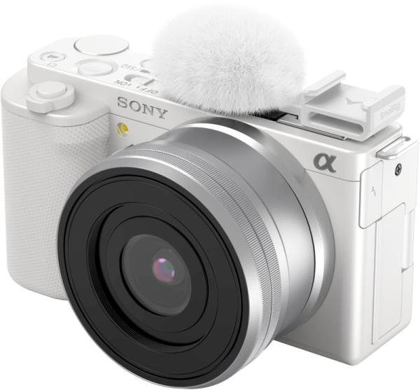 SmallRig 4734 Cold Shoe Adapter with Furry Windscreen for Sony ZV series cameras (white)