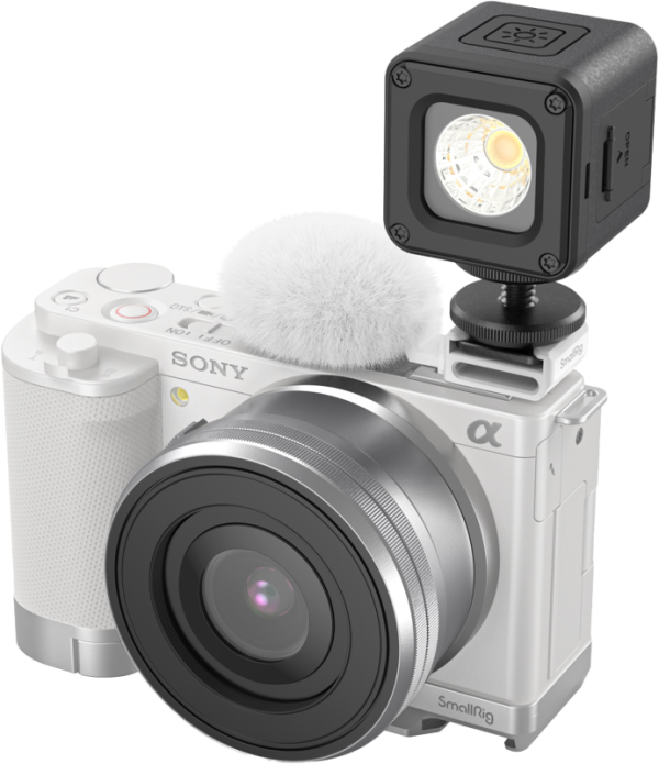 SmallRig 4734 Cold Shoe Adapter with Furry Windscreen for Sony ZV series cameras (white)
