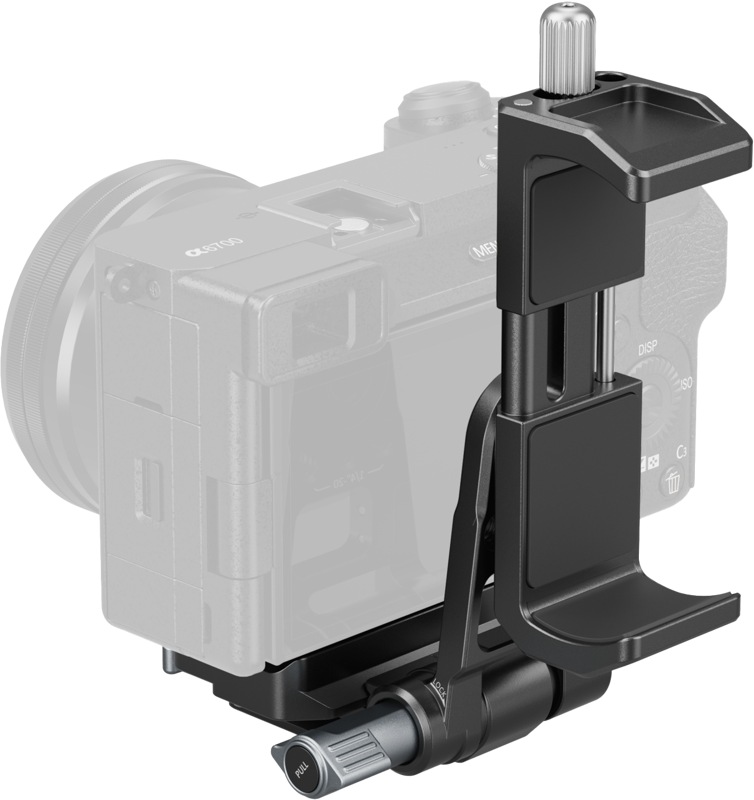 SmallRig 4695 Power Banks Mount Plate Kit peilittömille kameroille pitää virtapankin turvallisesti kameran rungon vieressä, kuvassa kiinnitettynä peilittömään kameraan.