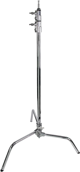 KUPO CL-30M 30" Master C-teline, jossa on liukuva jalka ja pikalukitus, hopea, säädettävät nupit ja kolme jalkaa, sopii erinomaisesti valaisimien tai laitteiden tukemiseen valokuvauksessa tai elokuvatuotannossa valkoista taustaa vasten.