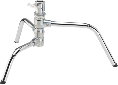 The KUPO CT-SBS Compact Turtle Base - Silver has three angled legs and a central bracket to provide stable support for your equipment.