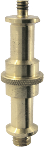 Kupo KS-017 Universal 16mm Light Stud on metallinen, sylinterimäinen liitin, jossa on kierteitetyt päät ja nystyröity keskiosa, kuvassa pystysuorassa vaaleaa taustaa vasten.