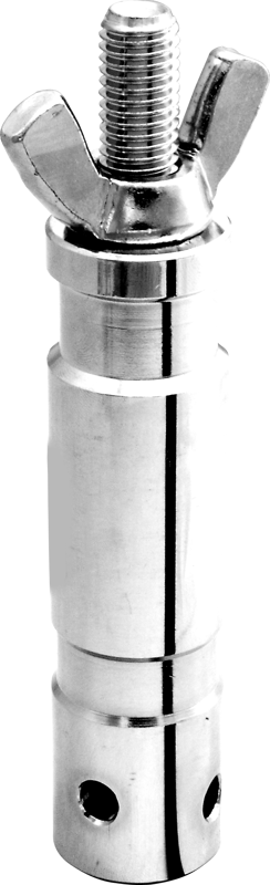 Kupo KS-032 28 mm:n tappi M12-kierteellä on kiiltävä metallinen viimeistely, siipimutteri yläosassa, sylinterimäinen runko ja kaksi vaakasuoraa reikää pohjan lähellä valkoista taustaa vasten.