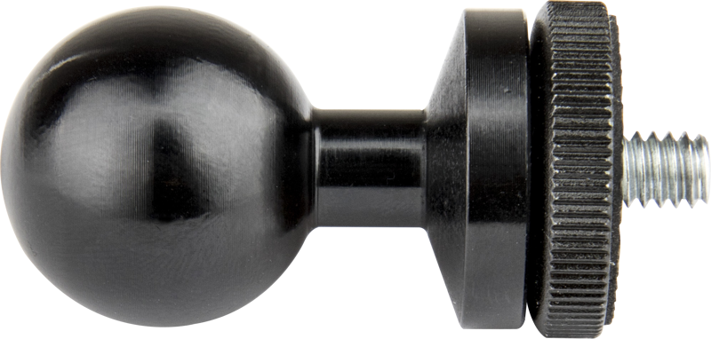 Kupo KS-404 on musta metallinen kuulapääadapteri, jossa on 26 mm halkaisija ja 1/4"-20 uroskierre, ihanteellinen kameroiden tai lisävarusteiden kiinnittämiseen.