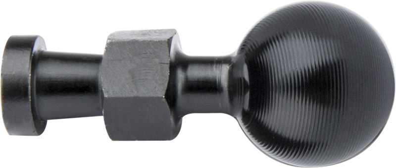 Kupo KS-406 Hex Stud -mutterissa on 26 mm:n musta metallinen pallopää, lieriömäinen akseli ja kuusikulmainen mutteriosa keskellä. Kuvattu eristettynä vaaleaa taustaa vasten.
