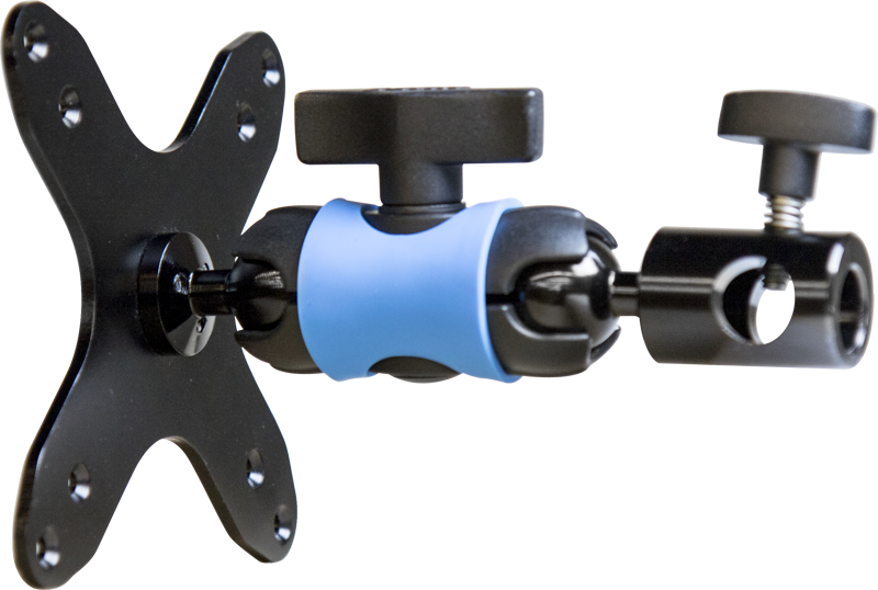 KUPO KS-479 Super Knuckle VESA Mount Kit on musta ja sininen laite, jossa on sininen kuminauha.