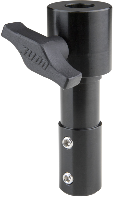 Kupo KS-202B Double End TVMP Spigot 17 mm:n vastaanottimella (musta) sisältää tukevan, säädettävän kiinnittimen ja suuren siipikahvan sauvoihin tai pylväisiin kiinnittämistä tai lukitsemista varten.