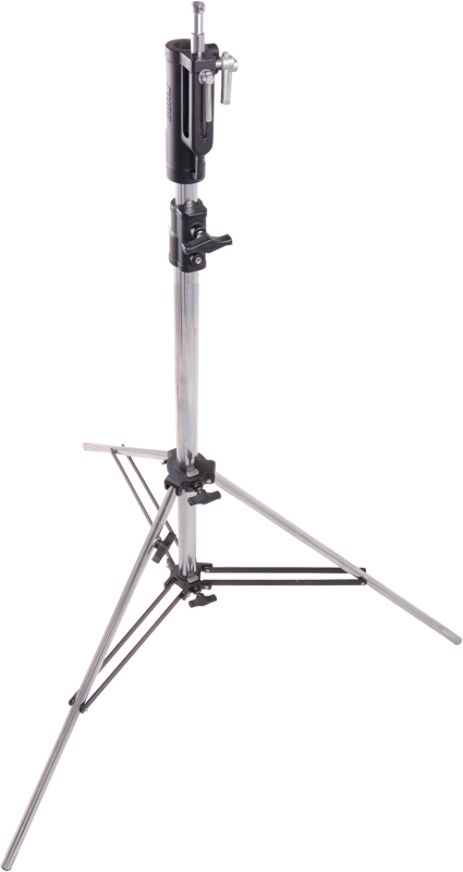 KUPO 228 Master Combo Stand - silver is a metal tripod stand with adjustable height, ideal for supporting photographic or lighting equipment, shown against a white background.