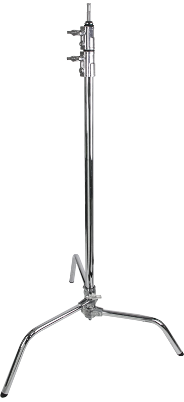 The Kupo CS-20M Master 20" C Stand w/ Sliding Legs features a centre bar, two locking handles and three angled legs, shown insulated on a white base.