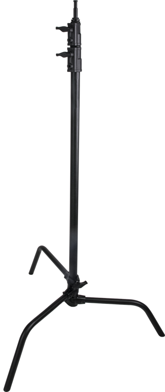 Kupo CS-20MB Master 20" C-stand with sliding, adjustable feet, black, is ideal for supporting lighting or photographic equipment, shown against a light background.