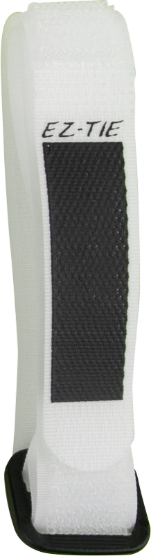 KUPO EZ-Tie Cable Grip 2cm x 41cm, valkoinen (10 kpl) on koukkuside, jossa on musta keskikaistale, ihanteellinen johtojen ja kaapeleiden järjestämiseen tai kiinnittämiseen.