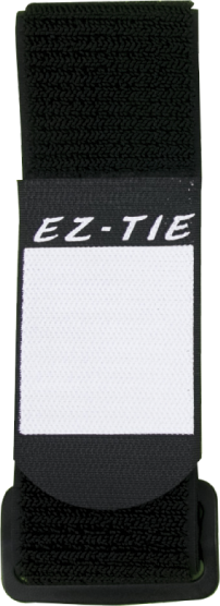 KUPO EZ-Tie -kaapelikahva (5cm x 60cm, musta, 5 kpl), jossa on valkoinen "EZ-TIE"-teksti ja tyhjä valkoinen tarra-alue tekstin alla.