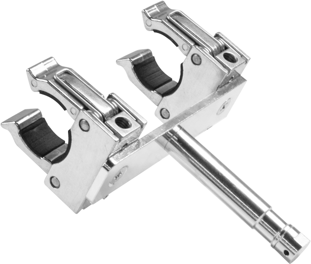 Close-up of the KUPO KCP-388 Universal Single LED Tube Holder with detachable baby pin, padded clamps for a secure grip and long handle - ideal for holding equipment securely in laboratory or studio environments.
