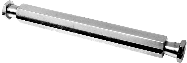 Kupo KS-009 150mm Extension on metallinen kuusikulmainen jalusta, jonka molemmissa päissä on kierteitetyt pultit ja joka on ihanteellinen elektroniikkakomponenttien kiinnittämiseen tai välikappaleiden asentamiseen.