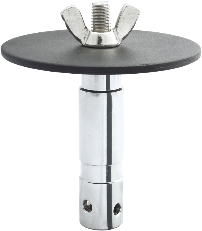Kupo KS-042 28 mm:n tappi M12-kierteellä ja levyllä on kromattu akseli, musta pyöreä levy ja siipimutteri, joka tarjoaa turvallisen kiinnityksen lyömäsoittimille.