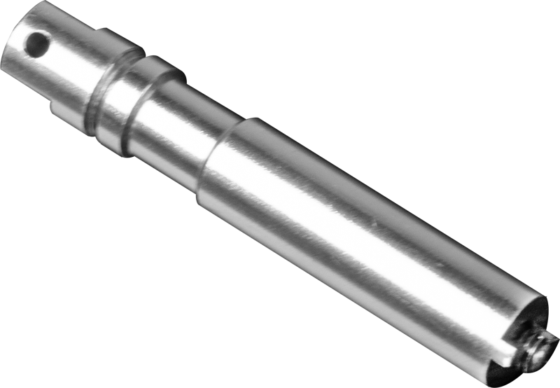 Lähikuva Kupo KS-107 Detachable Anti-Spin 5/8" (16mm) Baby Pin -vauvaneulasta, jossa on kiiltävä, uritettu, lieriömäinen metallinen muotoilu, jossa on reikiä, kuvattuna tavallisella valkoisella pohjalla.