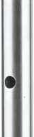800q-01_122807 Kupo KS-191 5/8" ruostumattomasta teräksestä valmistettu putki on kiiltävä, lieriömäinen metalliputki, jossa on kierteitetyt päät ja kaksi pyöreää reikää sen pituudella.