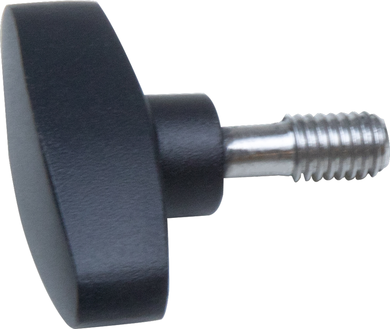 Sivukuva Kupo KS-233 alumiinisesta T-nupista, jossa on 3/8"-16 ulkokierre (25mm), eristettynä valkoiselle taustalle.