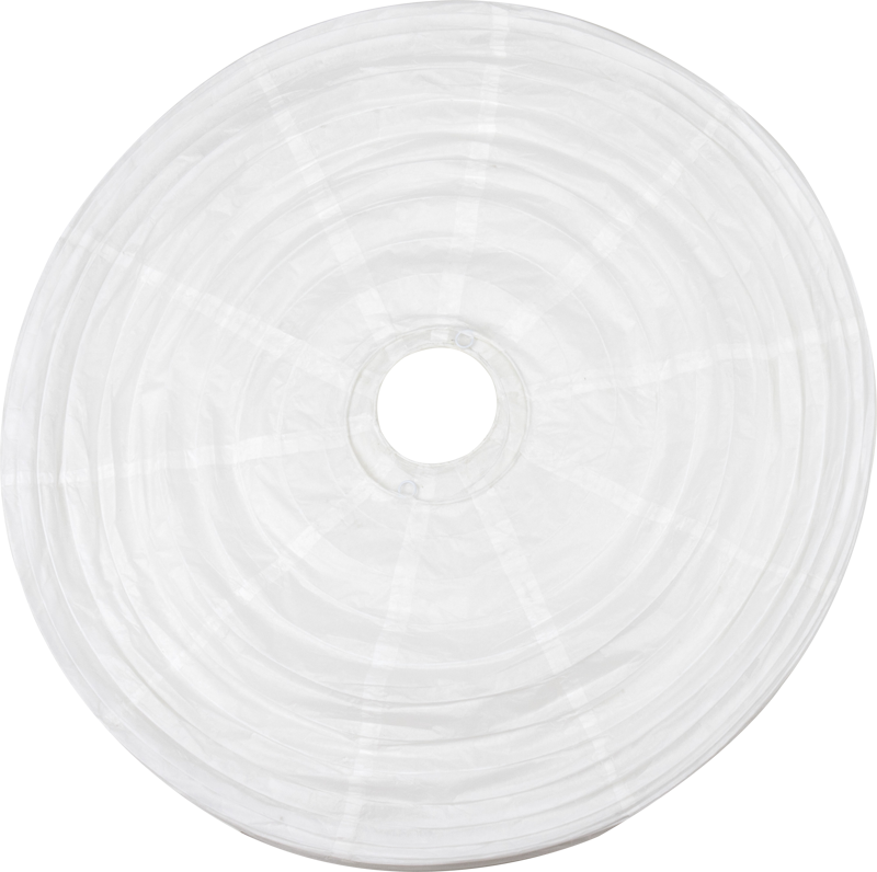 Set of five Kupo KS-241PL 24" paper lanterns, round and transparent, with concentric ridges and a hole in the middle, illustrated from above against a white background.
