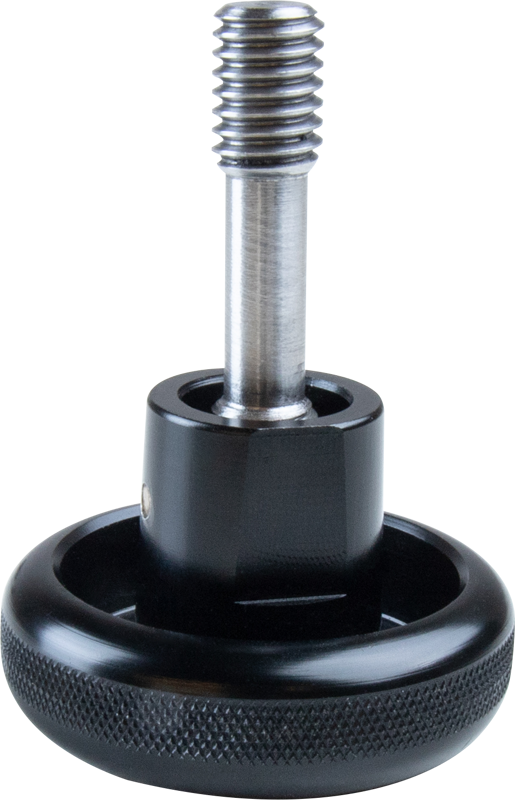 Kupo KS-266 Alumiininen pyöreä nuppi 3/8"-20 on metallinen käsipyörä, jossa on rystysellinen reuna ja keskeinen kierteitetty akseli ja joka on suunniteltu koneen komponenttina käytettäväksi käsisäätöihin.