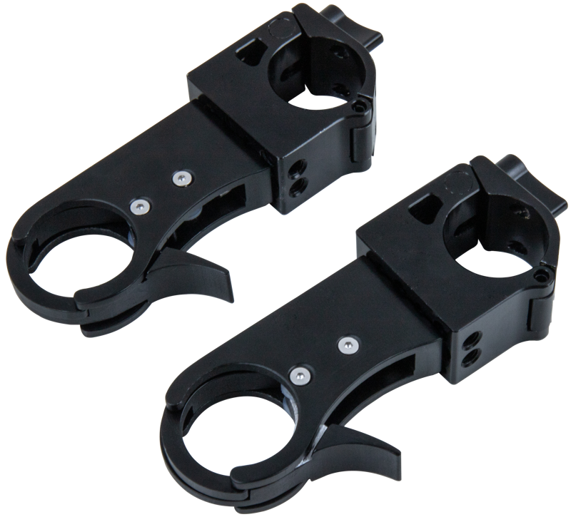 Two Kupo KS-281 Catch & Release Clip Sets in black metal, each with a round clamp and release mechanism, are placed side by side on a light background.