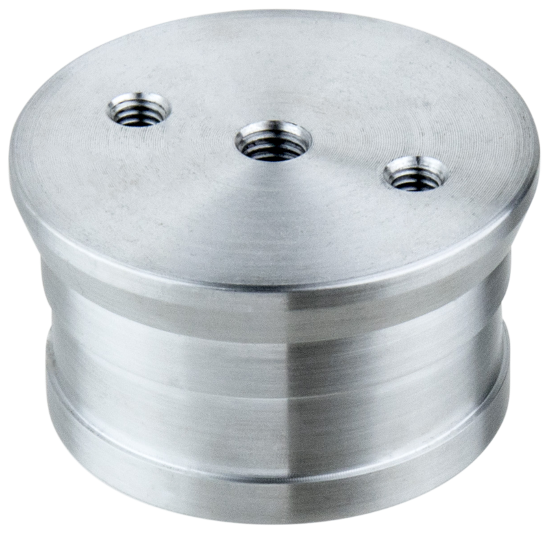 KUPO KS-660 Elemack/Euro Starter (1/2"-13) on lieriömäinen metalliosa, jossa on sileä, hopeanvärinen viimeistely ja kolme kierteitettyä reikää sen tasaisella yläpinnalla, kuvassa valkoista taustaa vasten.
