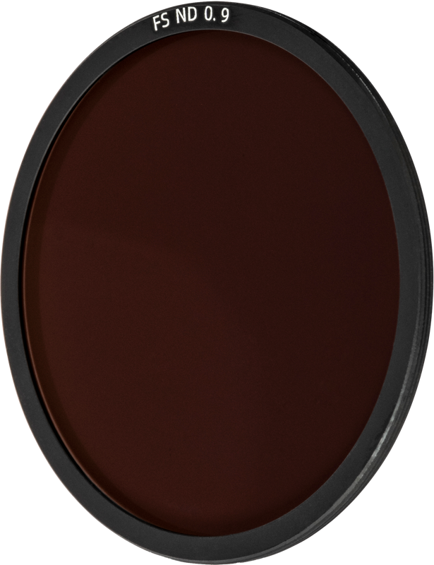 NiSi Cine Filter FS ND 0.9 (3 Stop) for Athena PL-Mount Lenses -harmaasuodin, pyöreä tummasävyinen suodatin, jonka mustaan reunaan on merkitty "FS ND 0.9" valkoista taustaa vasten.