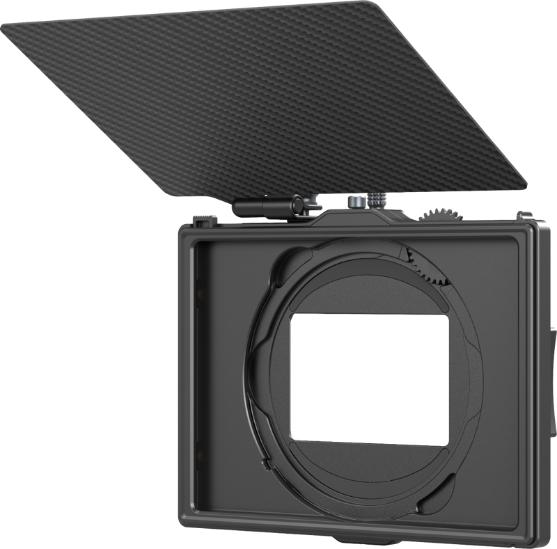 SmallRig 4409 Lite Matte Box säädettävällä kiinnikkeellä on suorakulmainen linssiaukko ja hiilikuituinen ylälippa, joka estää ei-toivotun valon pääsyn kameran objektiiviin.