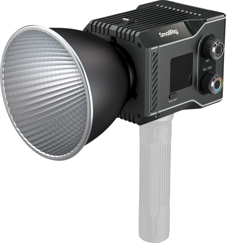 The SmallRig 4808 RC 60C RGB LED Video Light Lite Edition (LED Light) is a handheld LED light with large reflector, digital display, control knob and SmallRig branding, ideal for photography and videography.