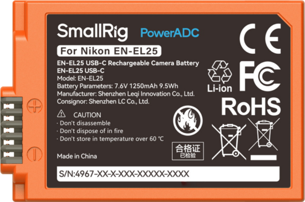 SmallRig 4967 USB-C Rechargeable Camera Battery EN-EL25
