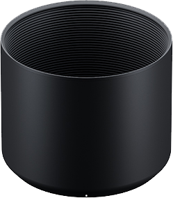 Tamron Lens Hood for 70-300mm Di III Sony FE and Nikon Z (A047S / A047Z), musta, sylinterimäinen, avoin, sisäpuolella kierteellä, näkyy valkoista taustaa vasten.