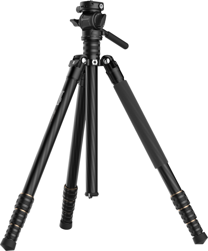 SmallRig 4937 Travel Video Tripod Kit CT150, pictured partially extended with light background, includes adjustable legs, handle and single leg with padded foam grip.