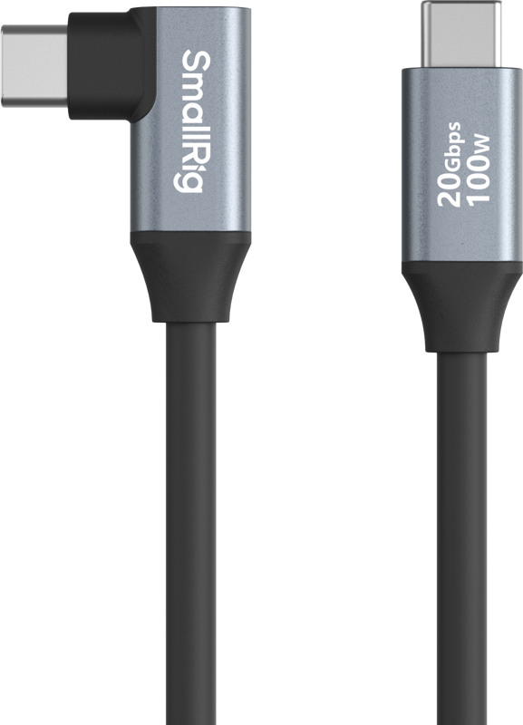 Two black and silver SmallRig 4791 USB-C (straight and angled) data cables, 60 cm long, marked 20Gbps 100W.