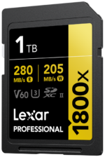 800q-02_128845 Lexar SDXC Pro 1800x U3 UHS-II R280/W210 (V60) 1TB -muistikortti