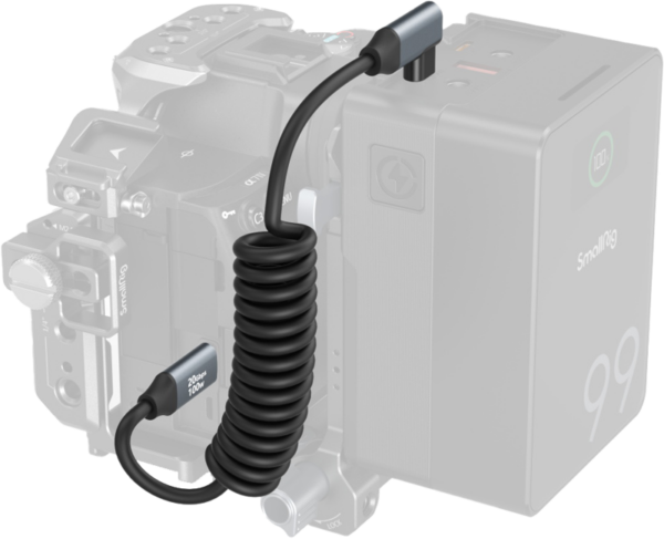 SmallRig 4792 USB-C Straight to USB-C Angled Coiled Data Cable