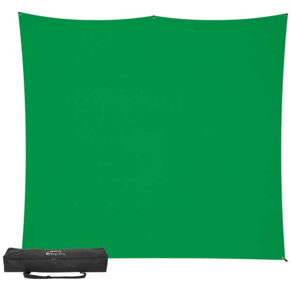 Westcott X Drop Pro Wrinkle-Resistant Backdrop Kit - Chroma Key Green Screen (2,4 x 2,4 m)