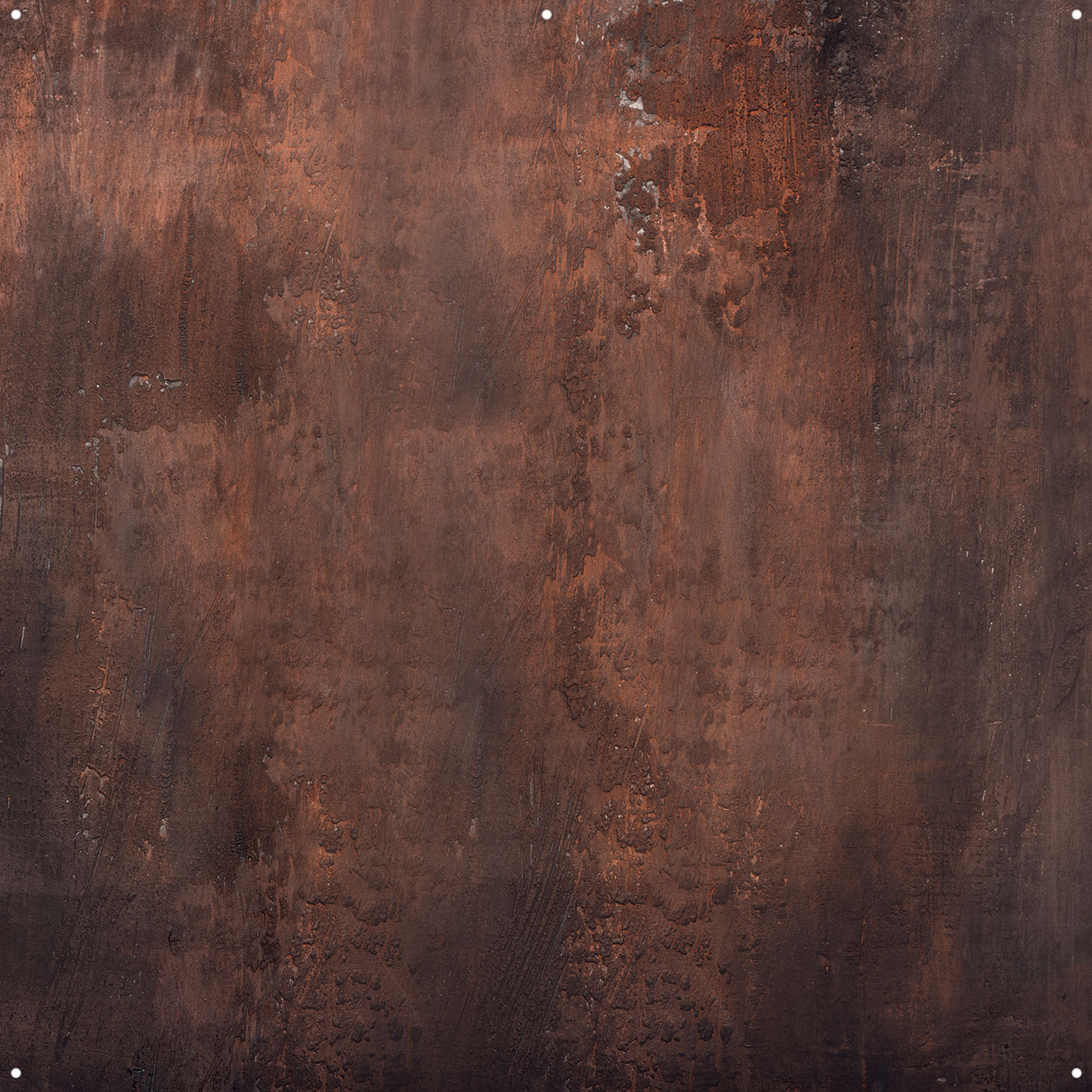 The Westcott X Drop Pro Stoffen Achtergrond - Copper Wall (244 x 244 cm) features a large fabric base with a weather-resistant, rust-brown design and versatile rust patterns, as well as four corner holes for easy attachment.