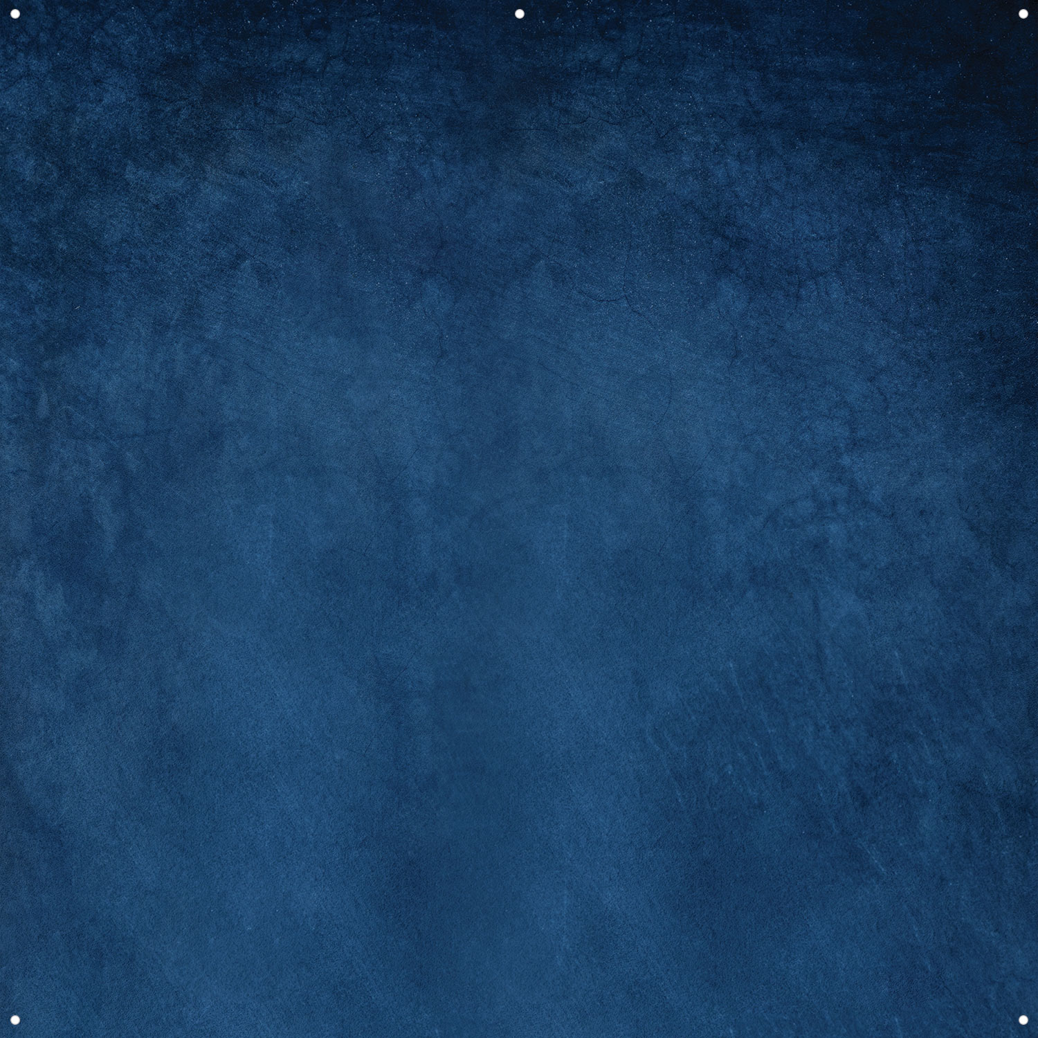 The Westcott X Drop Pro Stoffen Achtergrond - Blue Concrete (244 x 244 cm) is patterned in a dark blue, variegated finish with four small white holes near each corner.
