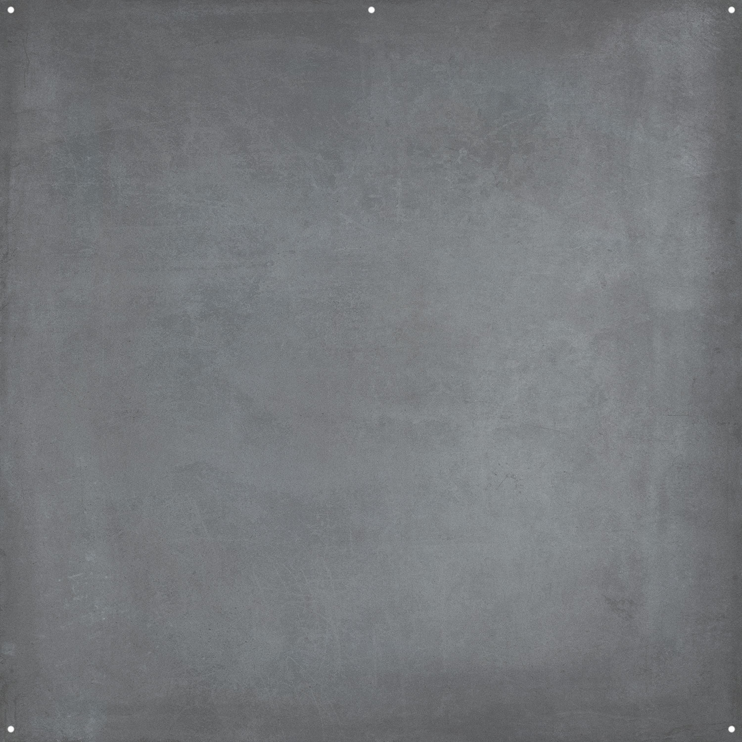 Designed by Joel Grimes, the Westcott X Drop Pro Stoffen Achtergrond - Smooth Concrete (244 x 244 cm) features a smooth, square grey surface with a subtle textured appearance and four small corner holes for easy fixing.
