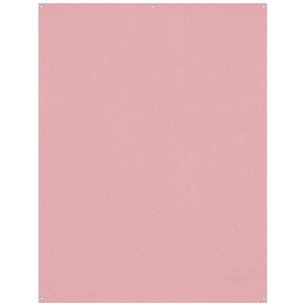 The Westcott X Drop Wrinkle-Resistant Backdrop, pink (1.5 x 2.1 m) is rectangular, with small hanging holes in each corner and one in the middle at the top, and its monochrome colour allows for versatility.