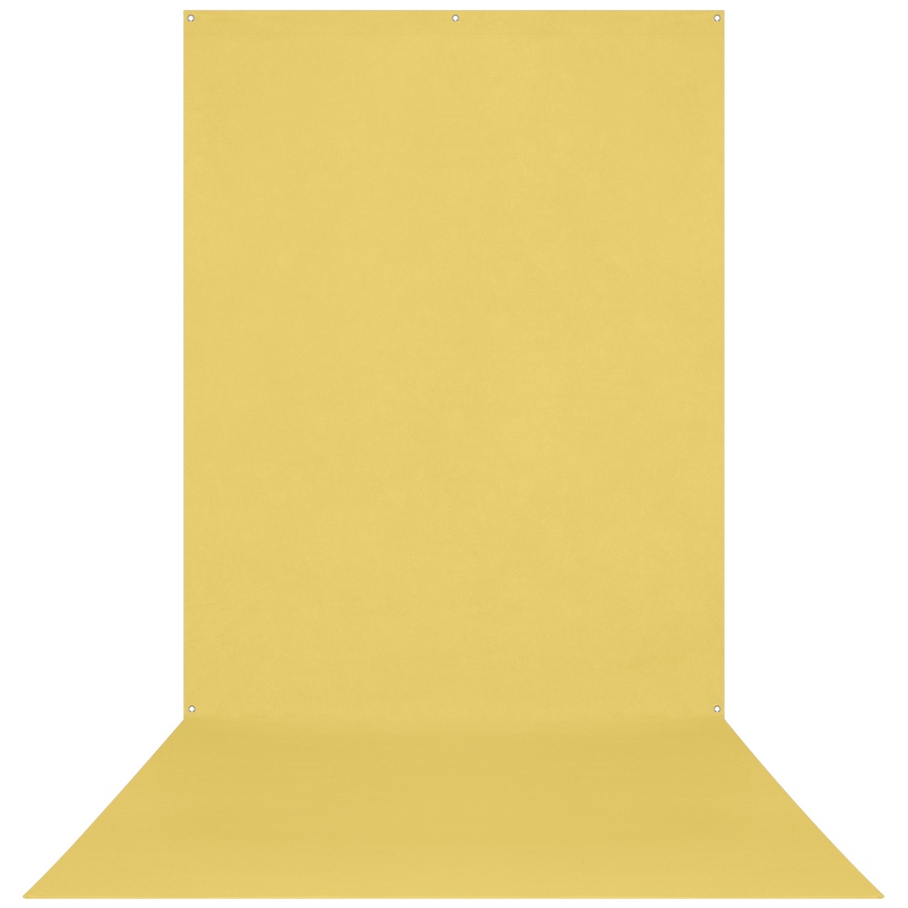Westcott X Drop Wrinkle Resistant Backdrop - Canary Yellow Sweep (152 x 366 cm) on sileä keltainen pinta, joka on ihanteellinen valokuva- tai videokuvauksiin, ja se siirtyy saumattomasti pystysuorasta vaakasuoraan neljän pienen reiän avulla yläreunassa ja kulmissa.