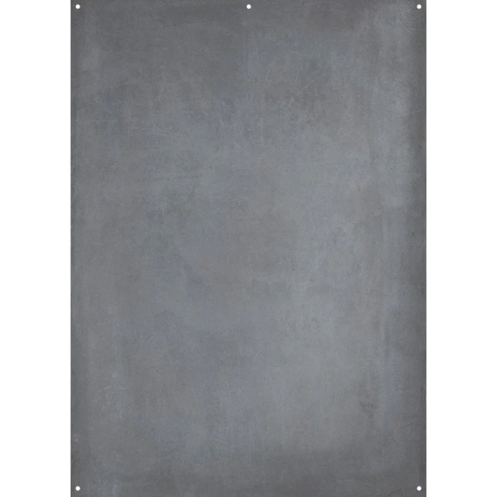 Joel Grimes' Westcott X Drop Stoffen Achtergrond - Smooth Concrete (152 x 213 cm) is a rectangular, smooth grey background fabric with small corner holes that appears against a neutral background.