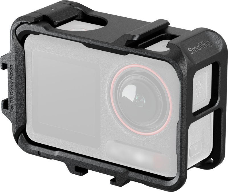 SmallRig 5135 Cage for DJI OSMO Action 5 Pro, 4 & 3 on musta, kestävä kamerahäkki, jossa on aukot linssille, näytölle ja painikkeille ja joka tarjoaa suojaavan kehyksen DJI OSMO Action -kamerallesi.