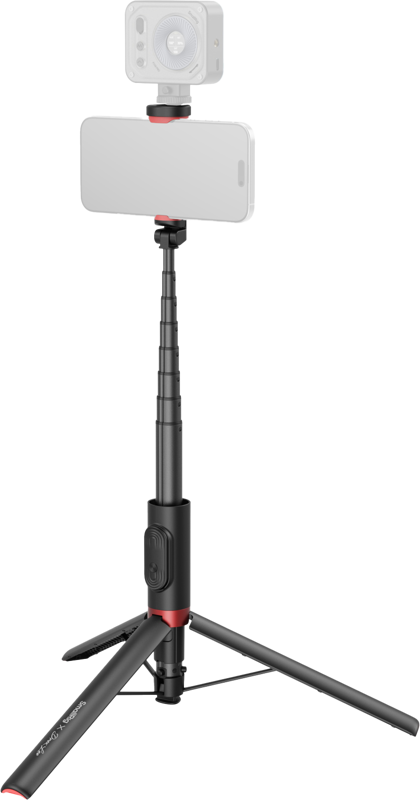 SMALLRIG 5292 X DREX LEE BOOM SELFIE STICK ST30 LITE BLACK, ulosvedettävä musta-punainen jalusta älypuhelimille ja kameroille, ihanteellinen valokuvaukseen tai videotallennukseen, näkyy tavallista taustaa vasten.