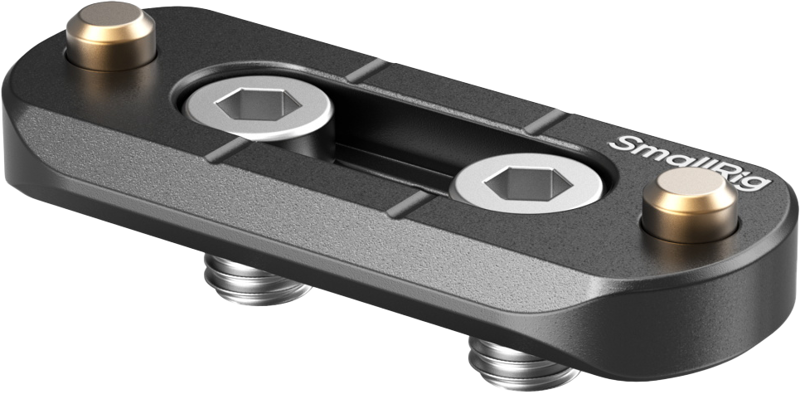 SmallRig 2172 Universal NATO Rail (48mm) is a rectangular black metal mounting plate with two silver hex screws, two gold-coloured round fasteners and the SmallRig logo in the top right corner.