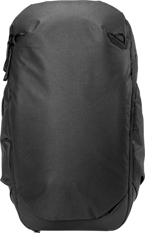 The black Peak Design Travel Backpack 30L has a sleek, minimalist design with hidden zippers against a white background.