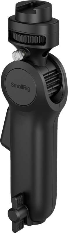 SMALLRIG 5181 Quick Release Light Stand Adapter on musta kameran lisävaruste, jossa on sylinterimäinen kahva, säädettävä kiinnityspuristin ja ruuvinupit laitteiden vakauttamista tai kiinnittämistä varten.